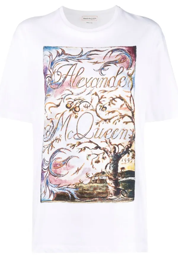 Alexander McQueen t-shirt med tryck - Vit