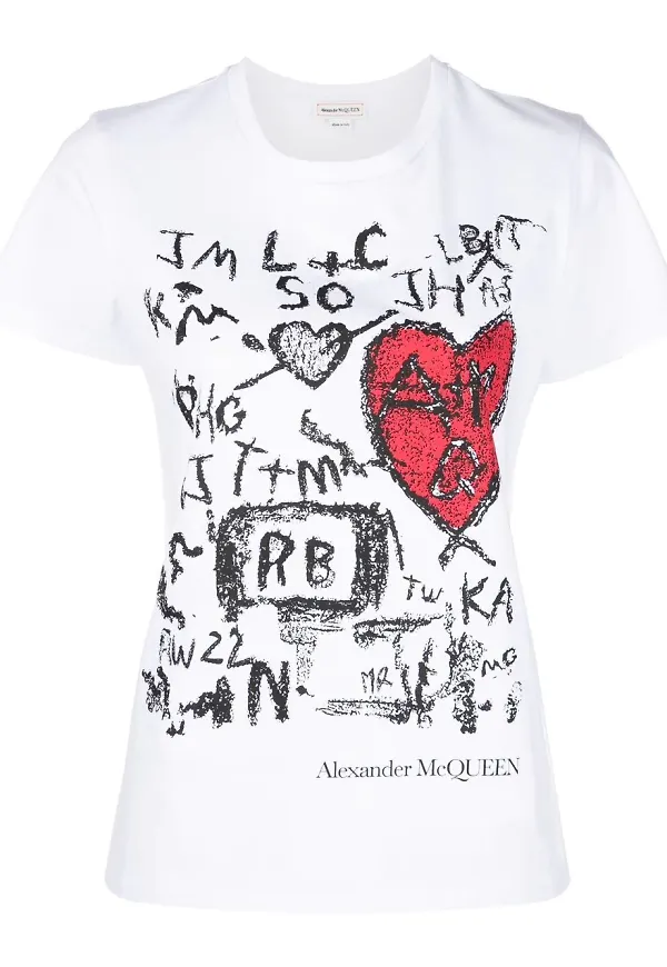 Alexander McQueen t-shirt med tryck - Vit
