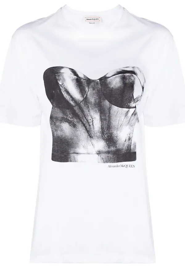 Alexander McQueen t-shirt med tryck - Vit