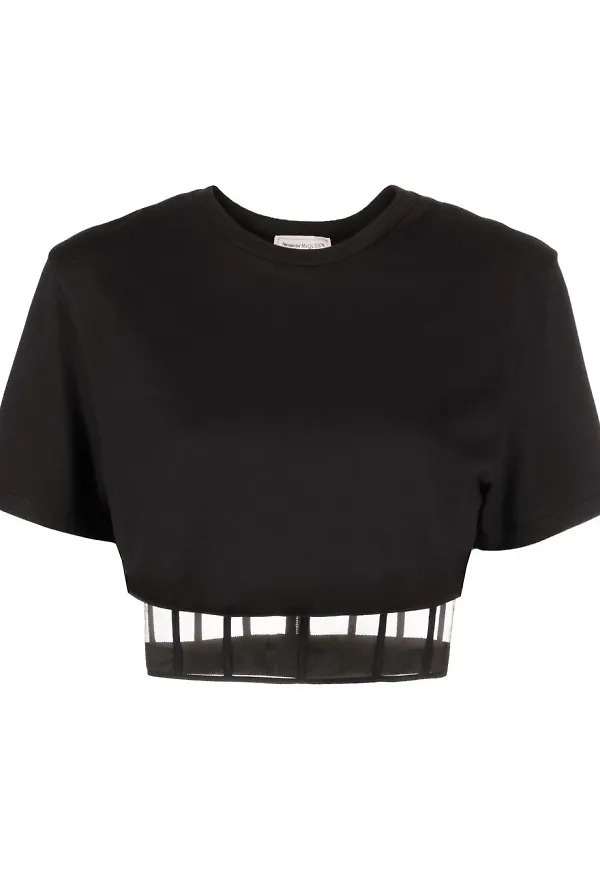 Alexander McQueen t-shirt med utskuren detalj - Svart