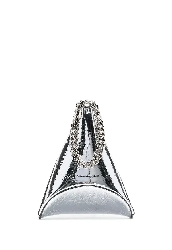 Alexander McQueen The Curve läderpouch - Silverfärgad