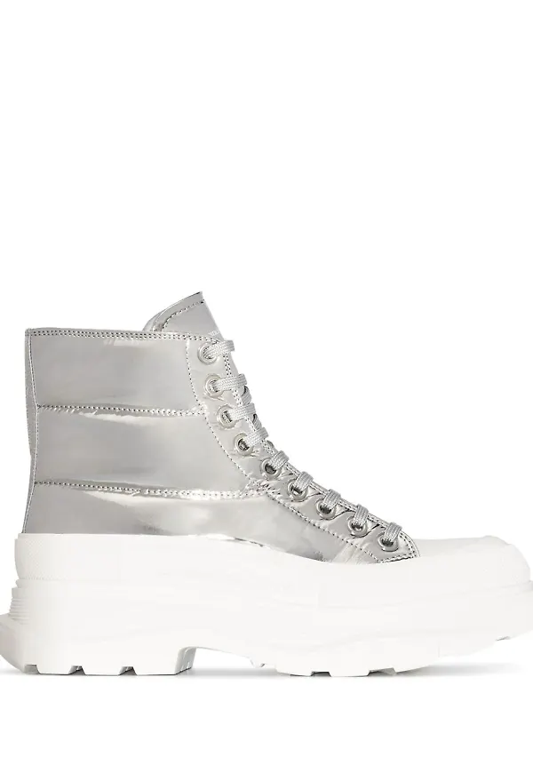 Alexander McQueen Thread Slick stövlar - Silverfärgad