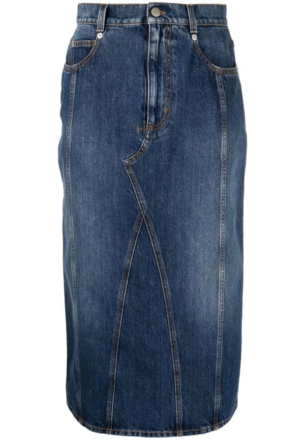 Alexander McQueen tight jeanskjol i midimodell - Blå