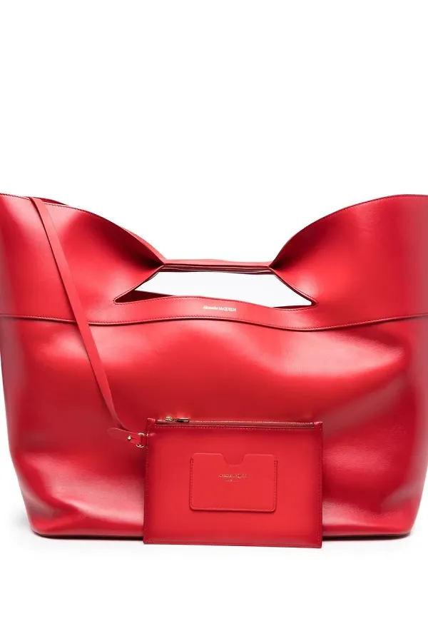 Alexander McQueen totebag i läder - Röd