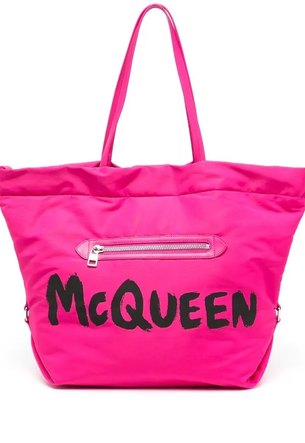 Alexander McQueen totebag med graffitilogotyp - Rosa
