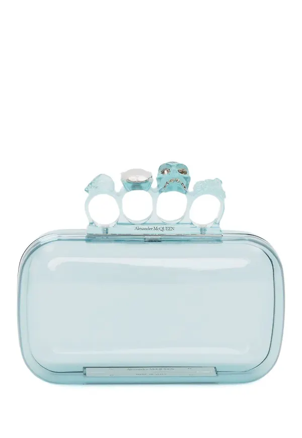 Alexander McQueen transparent clutch med fyra ringar - Blå