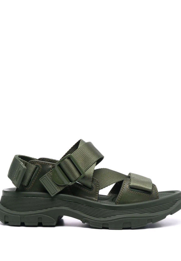 Alexander McQueen Tread platta sandaler - Grön