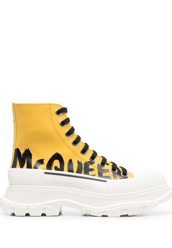 Alexander McQueen Tread Slick höga sneakers - Gul