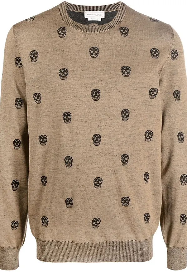 Alexander McQueen tröja med dödskalle - Brun
