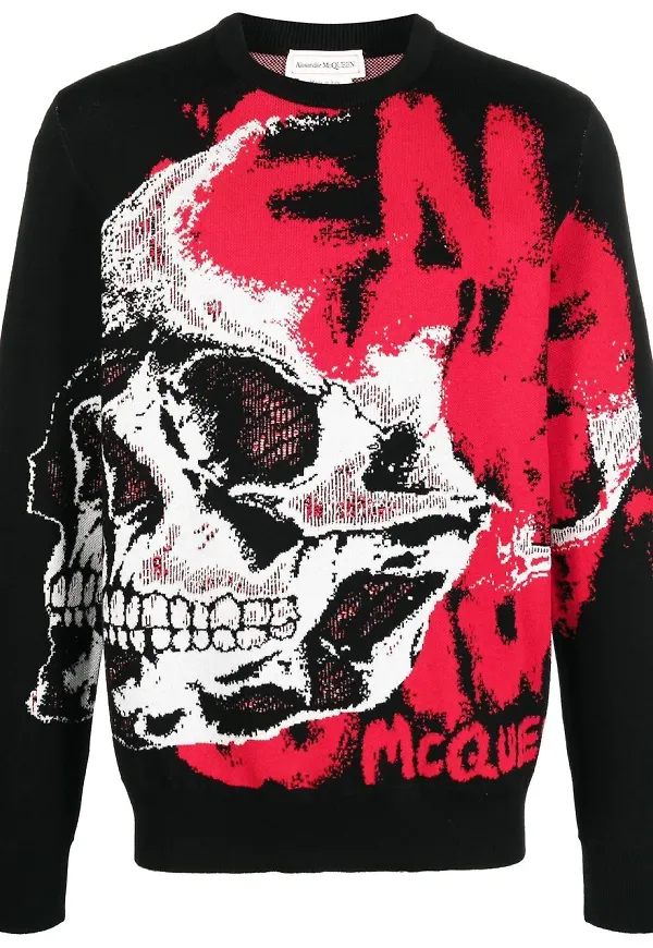 Alexander McQueen tröja med dödskalle - Svart