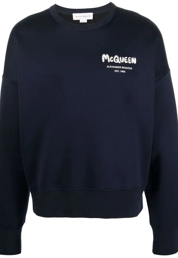 Alexander McQueen tröja med graffititryck - Blå