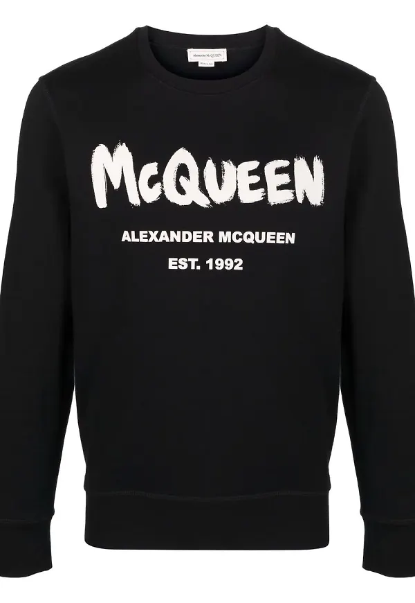 Alexander McQueen tröja med graffititryck - Svart