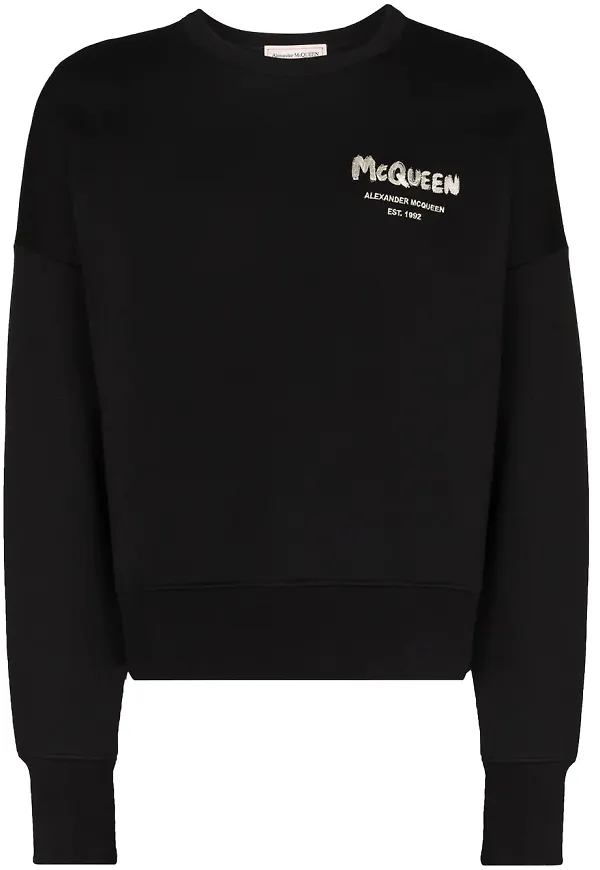Alexander McQueen tröja med graffititryck - Svart