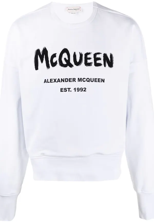 Alexander McQueen tröja med graffititryck - Vit