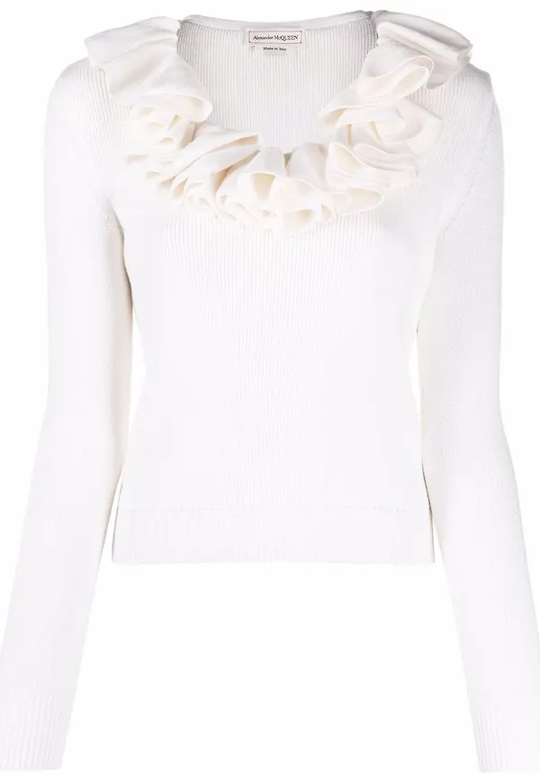 Alexander McQueen tröja med volangkrage - Neutral