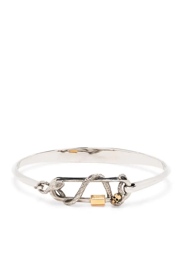 Alexander McQueen tunt armband med ormmotiv - Silverfärgad