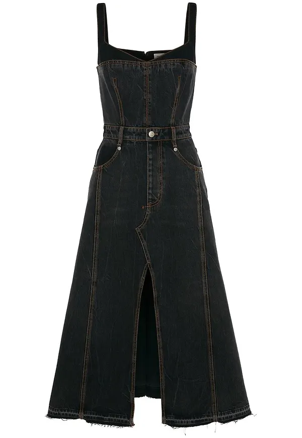 Alexander McQueen utsvängd jeansklänning - Svart
