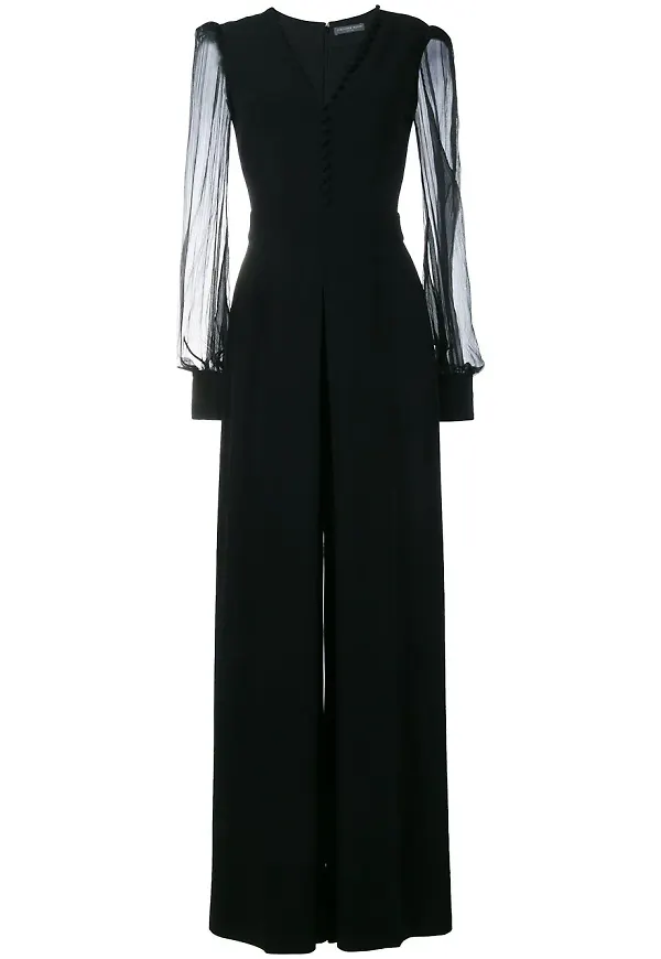 Alexander McQueen v-neck evening jumpsuit - Svart