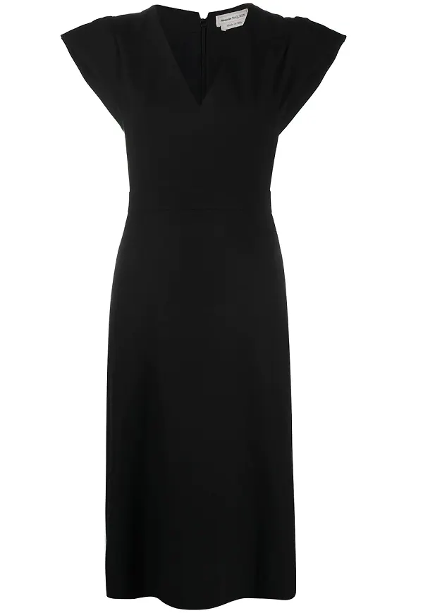 Alexander McQueen v-ringad figursydd klänning - Svart