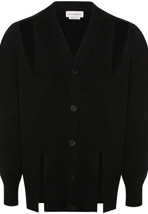 Alexander McQueen v-ringad kofta - Svart