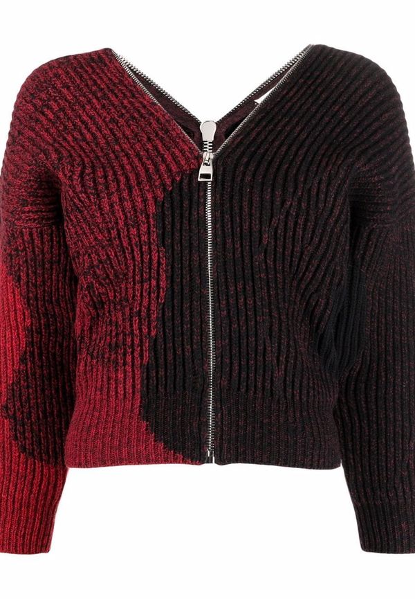 Alexander McQueen v-ringad tröja med dragkedja - Röd