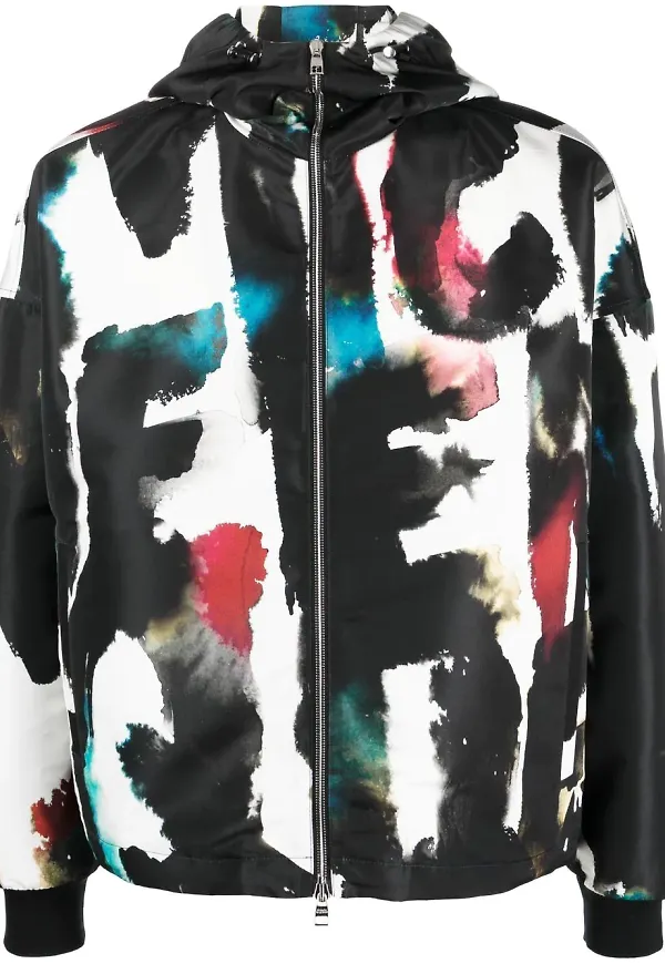 Alexander McQueen vindjacka med huva - Svart