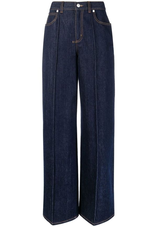 Alexander McQueen wide leg-jeans med hög midja - Blå