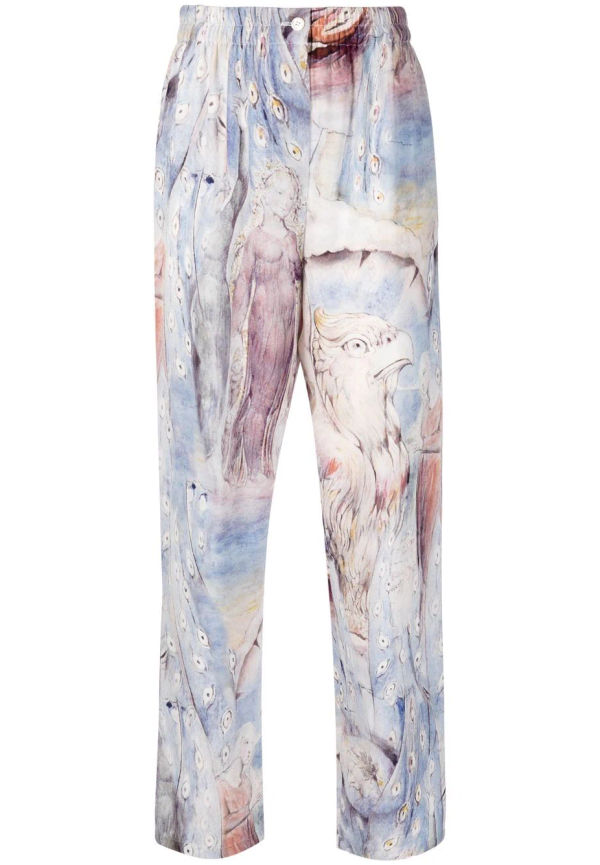 Alexander McQueen William Blake Dante sidenbyxor med tryck - Blå