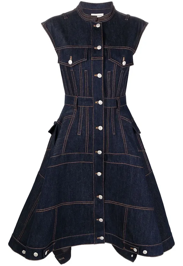 Alexander McQueen ärmlös jeansklänning - Blå