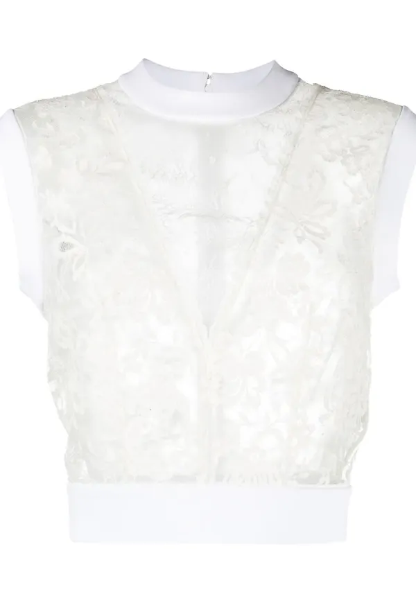 Alexander McQueen ärmlös spetstopp - Vit