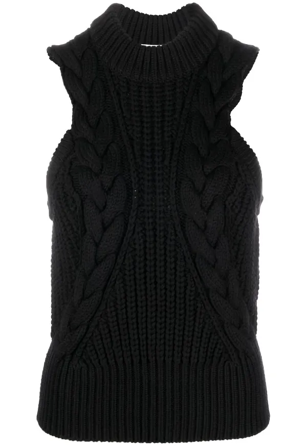 Alexander McQueen ärmlös stickad topp - Svart