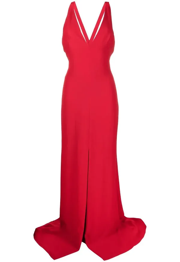 Alexander McQueen ärmlös v-ringad klänning - Röd