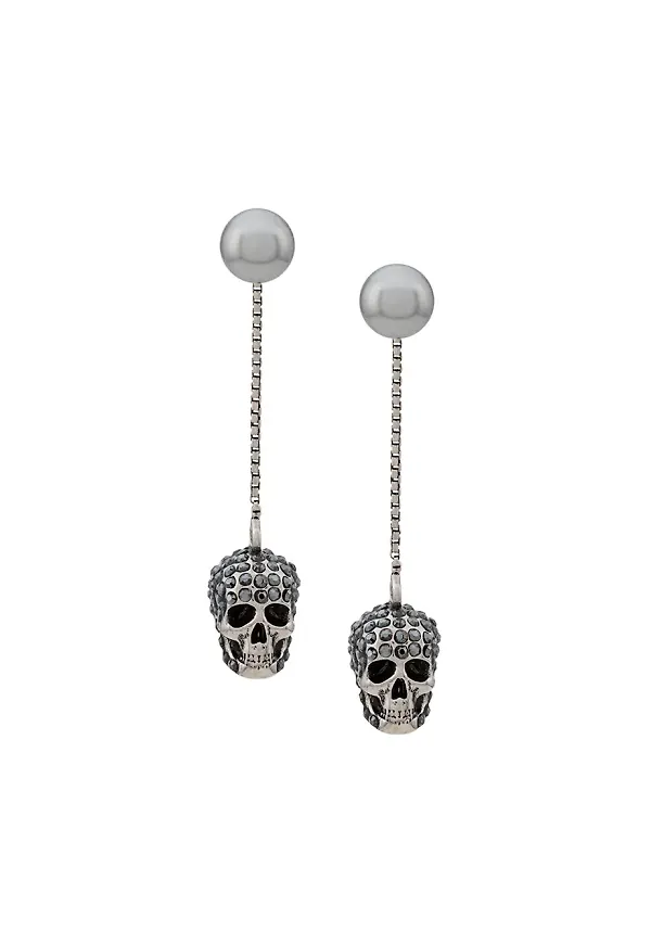 Alexander McQueen örhängen med dödskallar - Silverfärgad