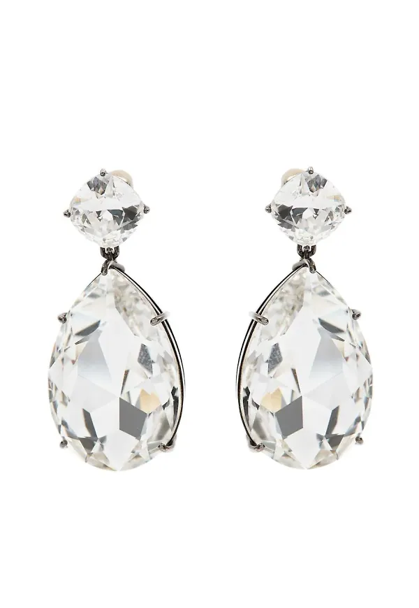 Alexander McQueen örhängen med strass - Silverfärgad