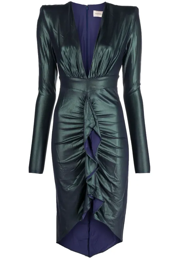 Alexandre Vauthier asymmetrisk draperad midiklänning - Grön