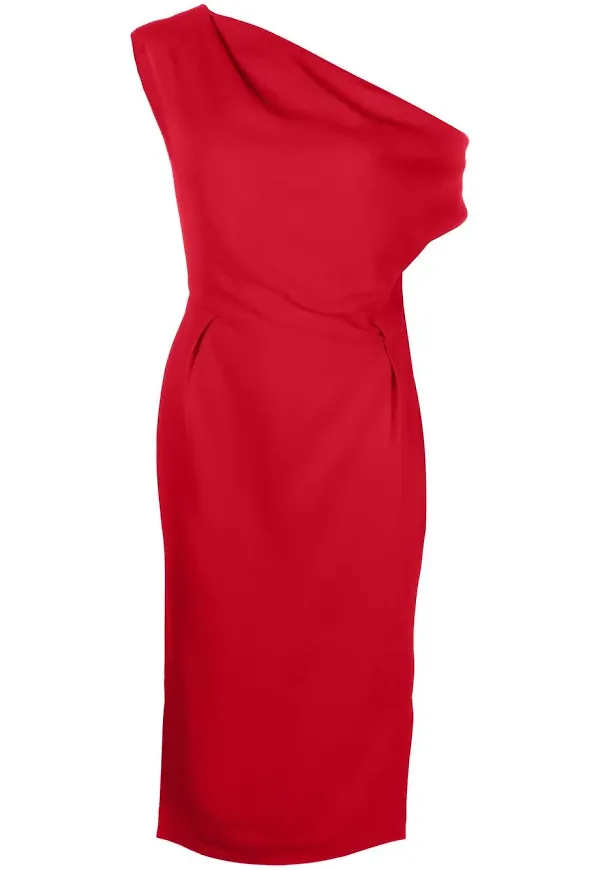 Alexandre Vauthier draperad enaxlad midiklänning - Röd