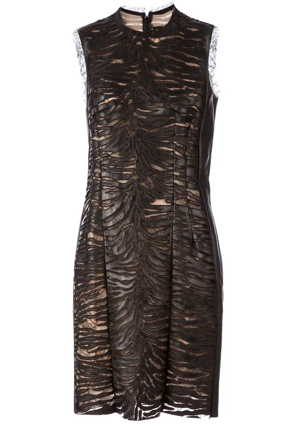Alexandre Vauthier lace panel lambskin dress - Svart