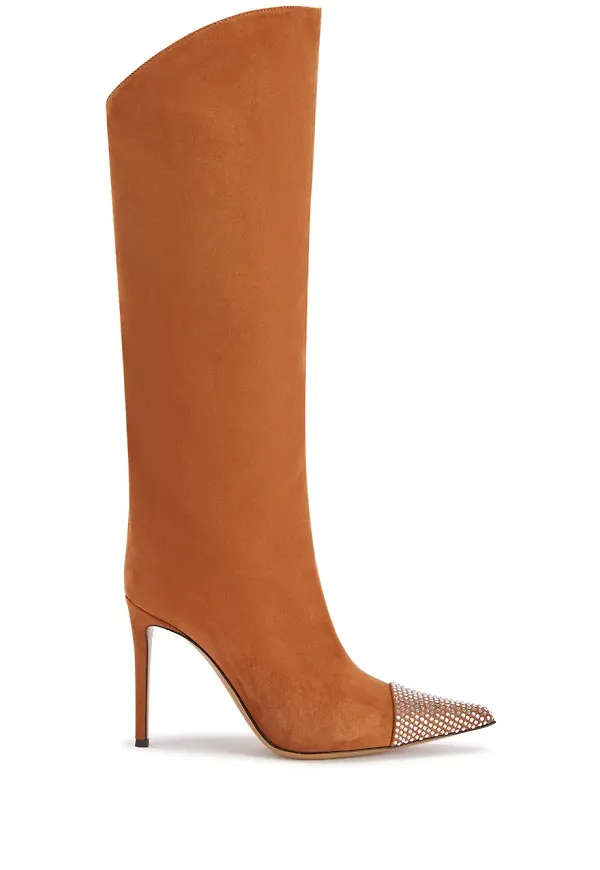 Alexandre Vauthier strassprydda stövletter 105 mm - Brun