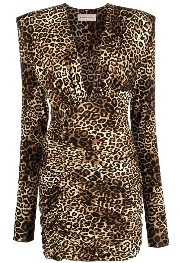 Alexandre Vauthier v-ringad leopardmönstrad miniklänning - Brun