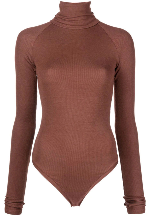 ALIX NYC Varick ribbad body med polokrage - Brun