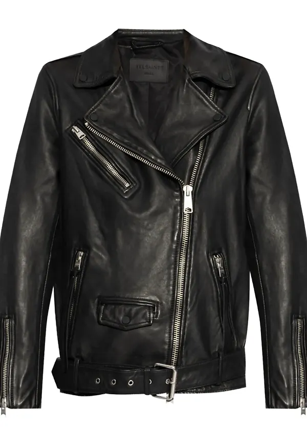 AllSaints Billie bikerjacka i läder - Svart
