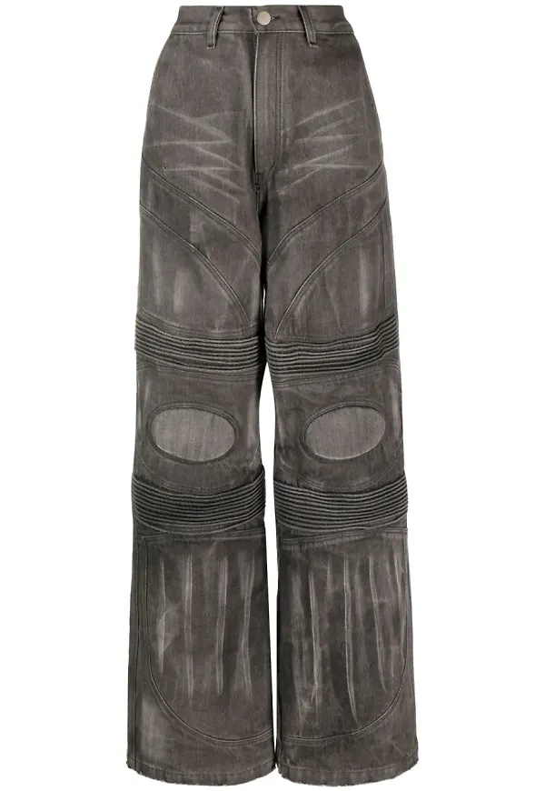 Almaz bikerjeans med knäveck - Grå