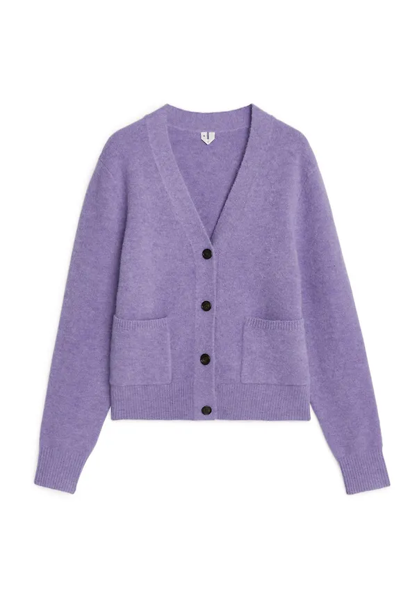 Alpaca & Merino Cardigan - Purple