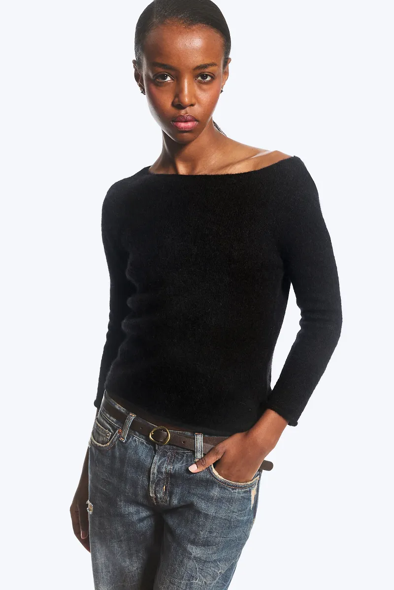 Alpaca-Blend Boat-Neck Sweater