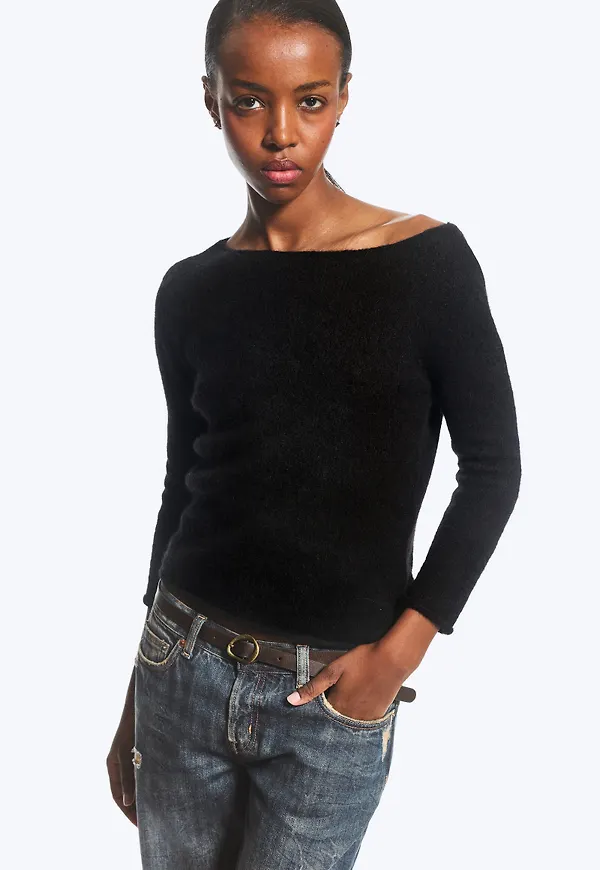 Alpaca-Blend Boat-Neck Sweater