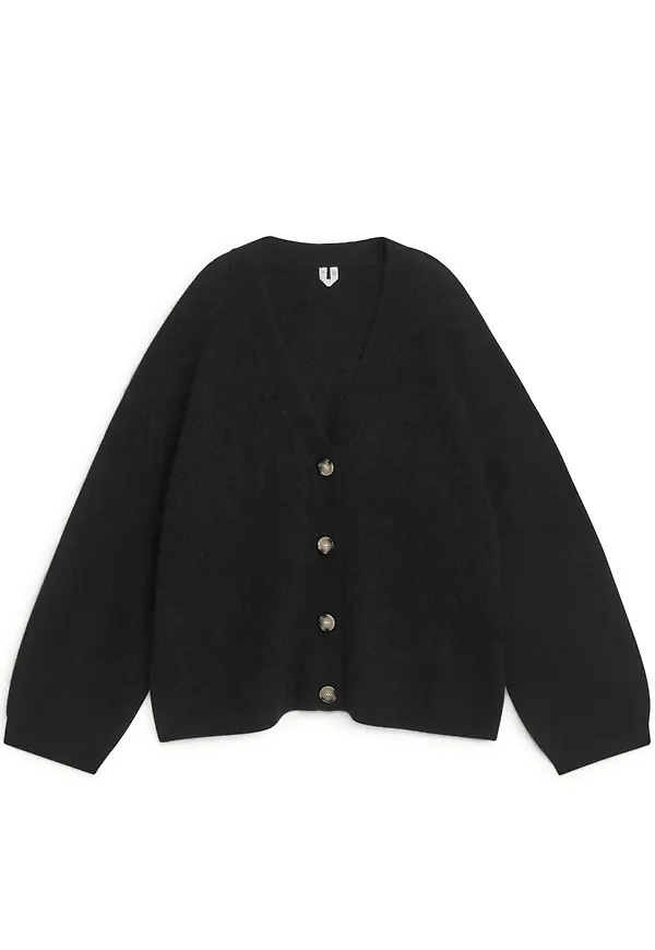 Alpaca Blend Cardigan - Black