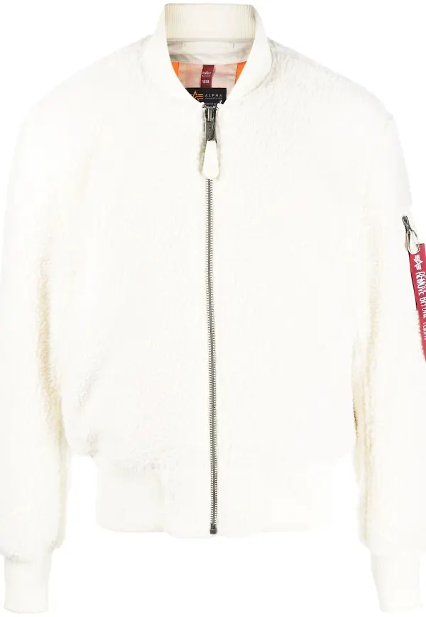 Alpha Industries bomberjacka i konstfårskinn - Neutral