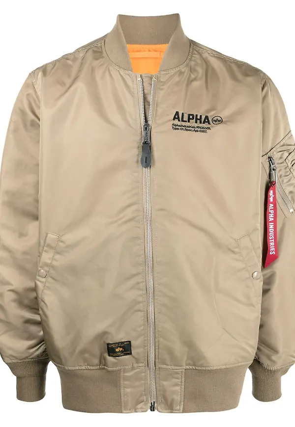 Alpha Industries bomberjacka med broderad logotyp - Brun