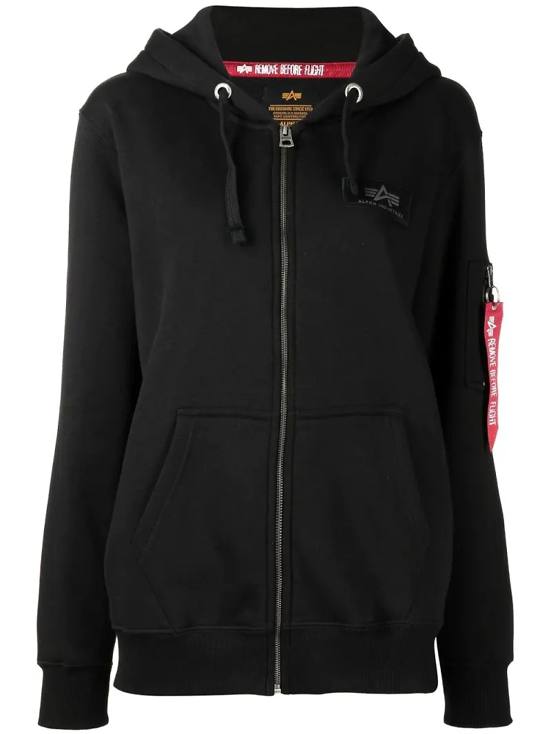 Alpha Industries hoodie med dragkedja - Svart