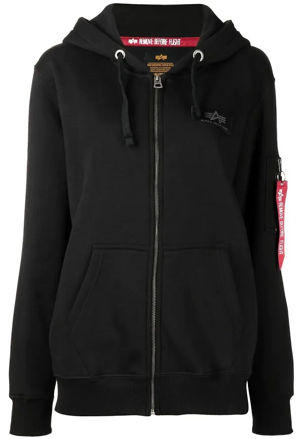 Alpha Industries hoodie med dragkedja - Svart